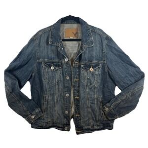American Eagle Jean Jacket Men XL Denim Trucker Blue Wash Classic Retro Y2K